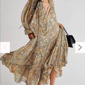 Free people feeling groovy maxi dress black yellow multi colored size XL